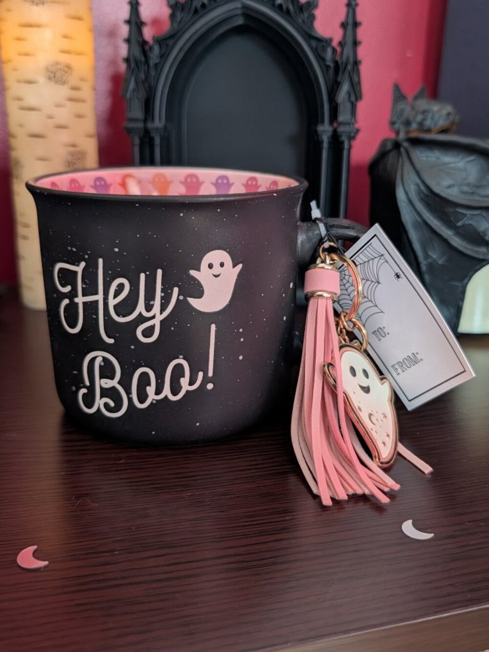 Hey Boo! Ghost Mug w/ Keychain Halloween New